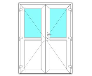 Dubbel halfglasdeur rechts